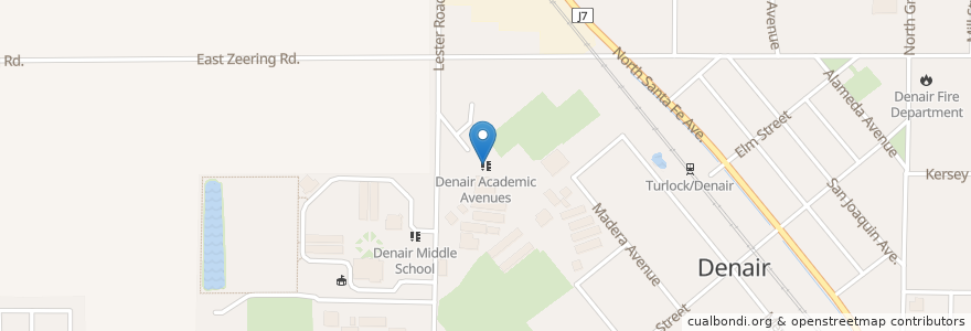 Mapa de ubicacion de Denair Academic Avenues en United States, California, Stanislaus County.