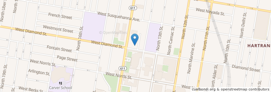 Mapa de ubicacion de United Methodist Church en 미국, 펜실베이니아, Philadelphia County, 필라델피아.