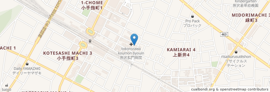 Mapa de ubicacion de 金井医院 en اليابان, 埼玉県, 所沢市.