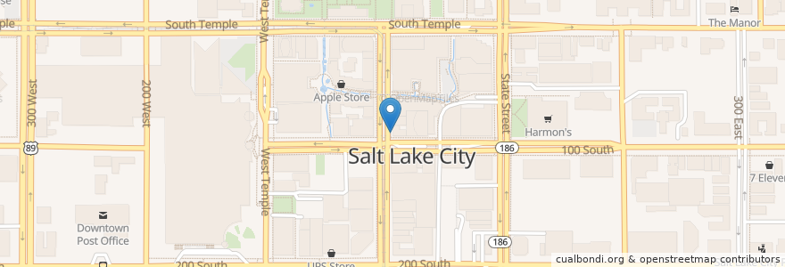 Mapa de ubicacion de Wells Fargo en ایالات متحده آمریکا, یوتا, Salt Lake County, Salt Lake City.