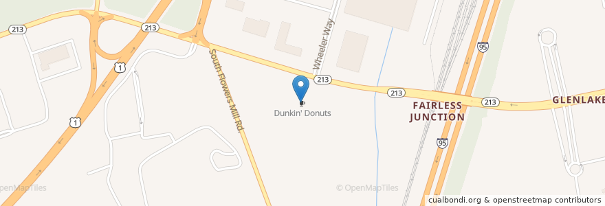 Mapa de ubicacion de Dunkin' Donuts en Estados Unidos De América, Pensilvania, Bucks County, Middletown Township.