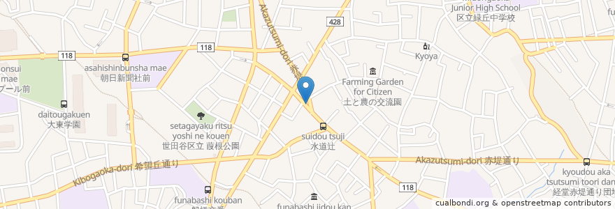 Mapa de ubicacion de 喜多方ラーメン en ژاپن, 東京都, 世田谷区.