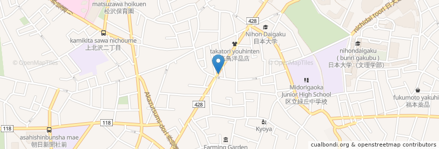 Mapa de ubicacion de 桜上水薬局 en Japonya, 東京都, 世田谷区.
