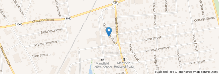 Mapa de ubicacion de Catman Cafe Bar and Grill en Stati Uniti D'America, Massachusetts, Bristol County, Mansfield.