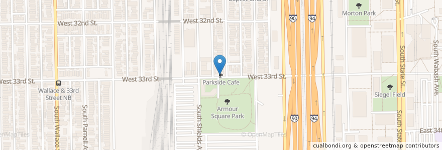 Mapa de ubicacion de Parkside Cafe en アメリカ合衆国, イリノイ州, シカゴ.