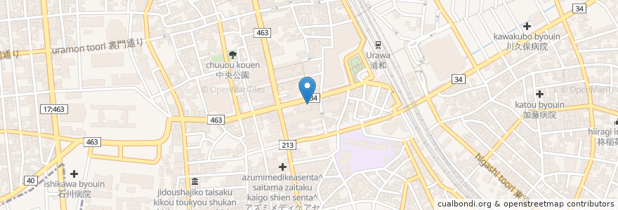 Mapa de ubicacion de 三菱東京UFJ銀行 en 日本, 埼玉县, 埼玉市, 浦和区.