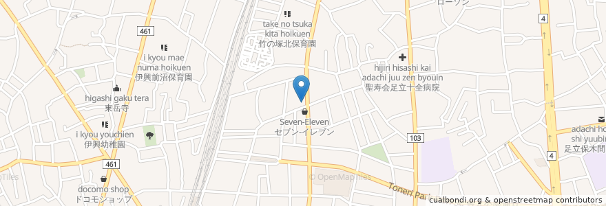 Mapa de ubicacion de ほっともっと en Japan, 東京都, 足立区.