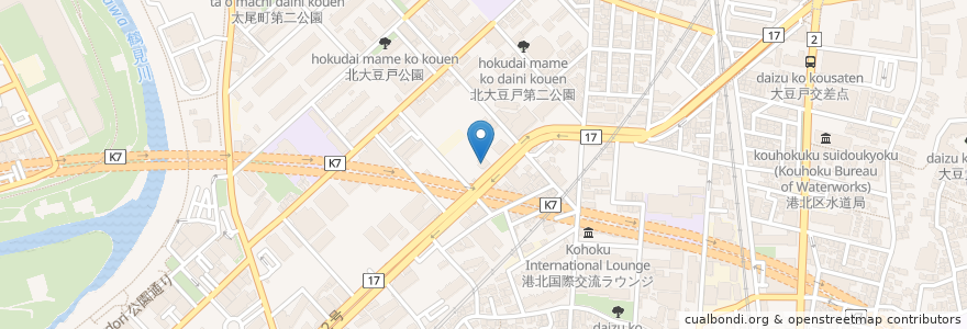 Mapa de ubicacion de バーミヤン en 日本, 神奈川県, 横浜市, 港北区.