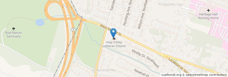 Mapa de ubicacion de Holy Trinity Lutheran Church en Amerika Syarikat, Virginia, Loudoun County, Leesburg.