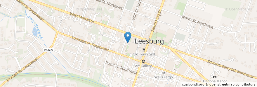 Mapa de ubicacion de Leesburg Town Hall en ایالات متحده آمریکا, ویرجینیا, Loudoun County, Leesburg.
