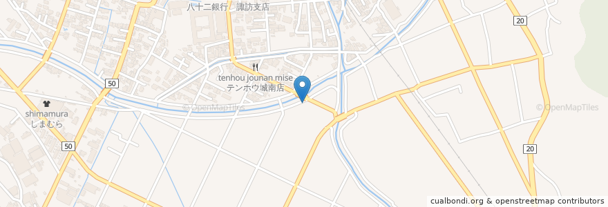 Mapa de ubicacion de テンホウ城南店 en اليابان, ناغانو, 諏訪市.