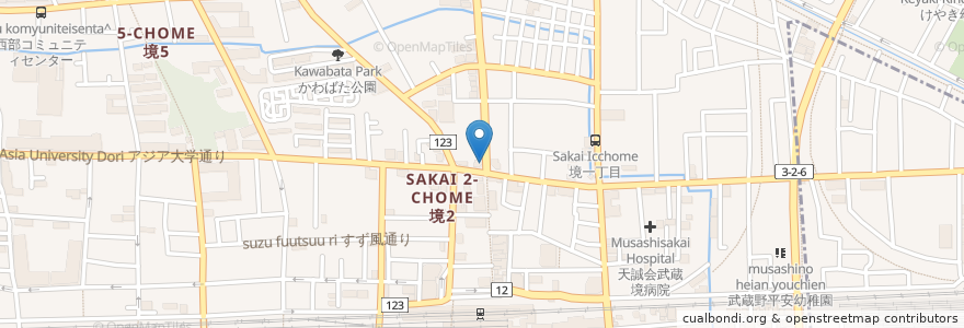 Mapa de ubicacion de すき家 en Japon, Tokyo, 武蔵野市.