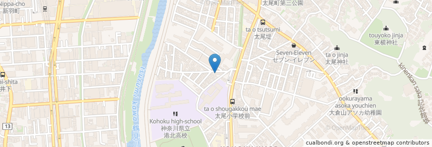 Mapa de ubicacion de ふるや接骨院 en Japan, Präfektur Kanagawa, Yokohama, 港北区.