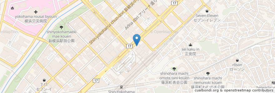 Mapa de ubicacion de 大戸屋 en 日本, 神奈川縣, 横滨市, 港北区.