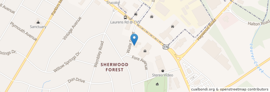 Mapa de ubicacion de Pleasantburg Fire Station 5 en Estados Unidos Da América, Carolina Do Sul, Greenville County, Greenville.