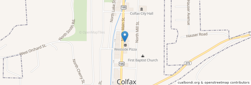 Mapa de ubicacion de Top Notch Cafe en Vereinigte Staaten Von Amerika, Washington, Whitman County, Colfax.