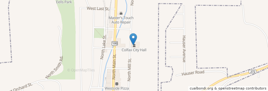 Mapa de ubicacion de Colfax City Hall en Amerika Syarikat, Washington, Whitman County, Colfax.
