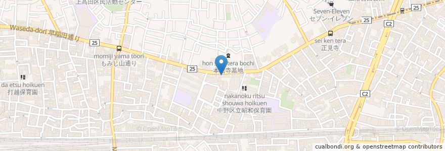 Mapa de ubicacion de 桃太郎寿司 en Japonya, 東京都, 中野区.