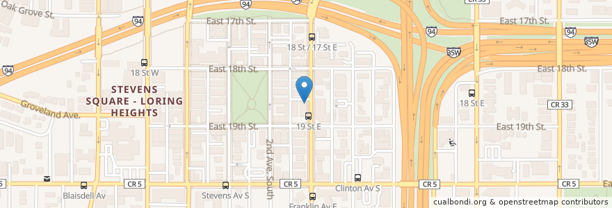 Mapa de ubicacion de Boiler Room en Verenigde Staten, Minnesota, Hennepin County, Minneapolis.