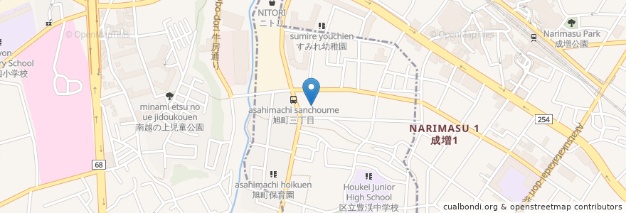 Mapa de ubicacion de 旭町出世稲荷神社 en Japan, 埼玉県, 和光市, 練馬区.