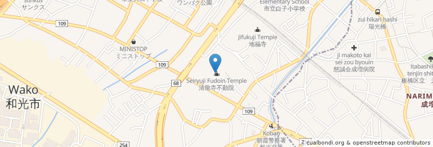 Mapa de ubicacion de 清龍寺不動院 en 日本, 埼玉県, 和光市.