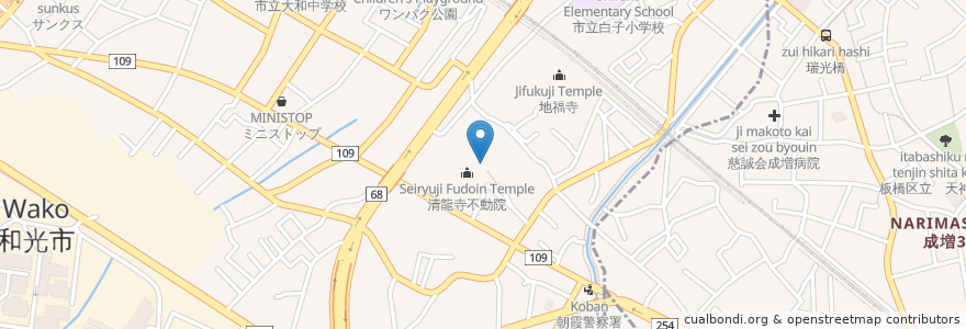 Mapa de ubicacion de 熊野神社 en 일본, 사이타마현, 和光市.