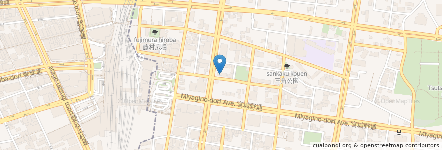 Mapa de ubicacion de なか卯 en 日本, 宮城県, 仙台市, 青葉区, 宮城野区.