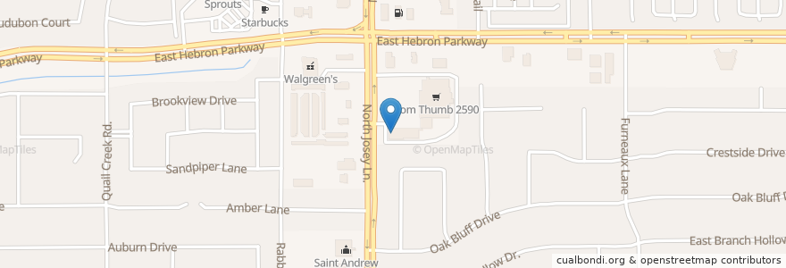 Mapa de ubicacion de Fuzzy's Taco Shop en 미국, 텍사스, Carrollton, Denton County.