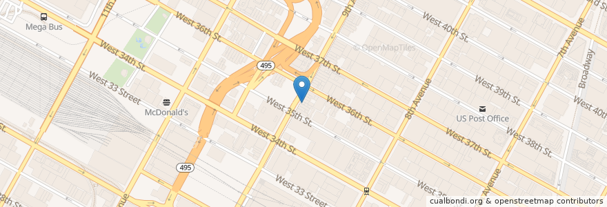 Mapa de ubicacion de Sergimmo Slumeria en アメリカ合衆国, ニューヨーク州, New York, New York County, Manhattan, Manhattan Community Board 4.