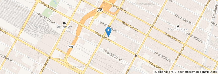 Mapa de ubicacion de Subway en 美利坚合众国/美利堅合眾國, 纽约州 / 紐約州, 纽约, 纽约县, Manhattan, Manhattan Community Board 4.