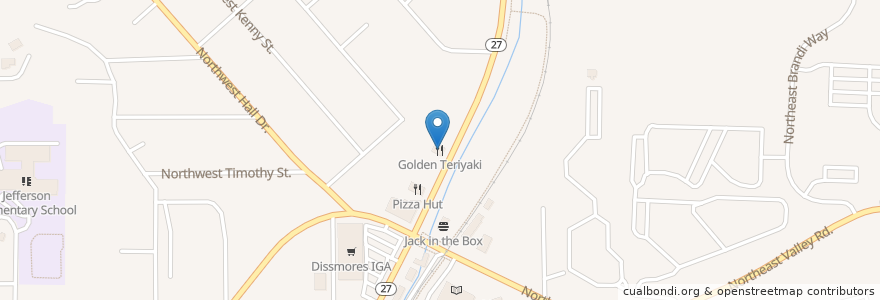 Mapa de ubicacion de Golden Teriyaki en Amerika Syarikat, Washington, Whitman County, Pullman.