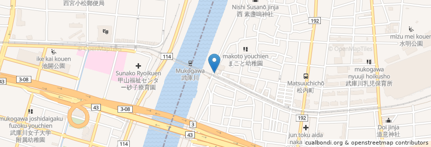 Mapa de ubicacion de 片岡歯科 en 일본, 효고현, 尼崎市.