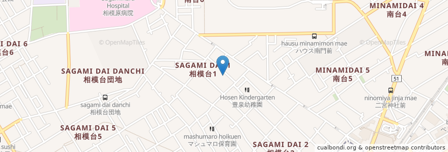Mapa de ubicacion de Frisco en Japan, Kanagawa Prefecture, Sagamihara, Minami Ward.