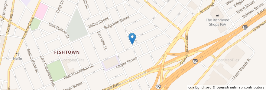 Mapa de ubicacion de Les n Doreen's Happy Tap en Estados Unidos De América, Pensilvania, Philadelphia County, Philadelphia.