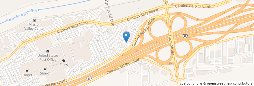 Mapa de ubicacion de Taco Bell en アメリカ合衆国, カリフォルニア州, San Diego County, San Diego.