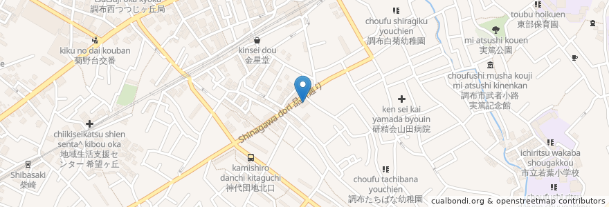 Mapa de ubicacion de バーミヤン 調布つつじヶ丘店 en Japan, 東京都, 調布市.