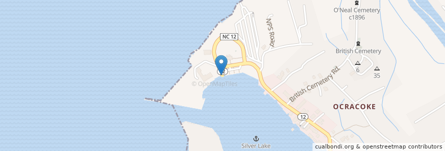 Mapa de ubicacion de Swan Quarter-Ocracoke Ferry en Amerika Birleşik Devletleri, Kuzey Karolina, Hyde County.