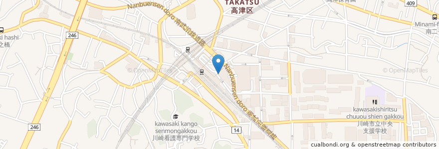 Mapa de ubicacion de カフェデュモンド en Japón, Prefectura De Kanagawa, Kawasaki, 高津区.