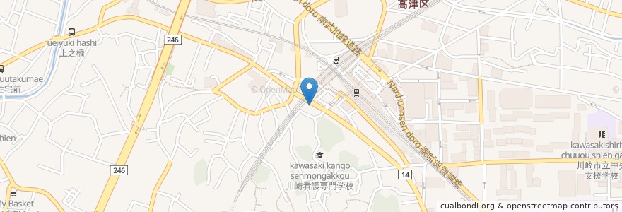 Mapa de ubicacion de らーめん和蔵 en 日本, 神奈川縣, 川崎市, 高津区.