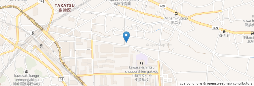 Mapa de ubicacion de 魚んと en 일본, 가나가와현, 川崎市, 高津区.