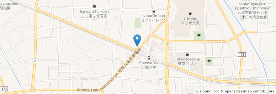 Mapa de ubicacion de 三菱東京UFJ銀行 en 日本, 大阪府, 八尾市.