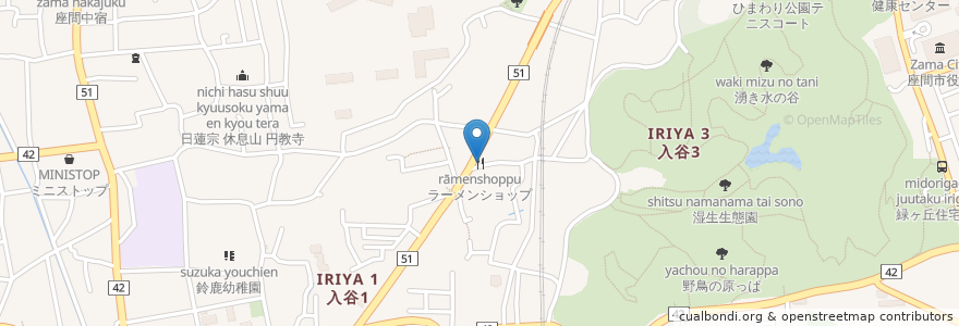 Mapa de ubicacion de ラーメンショップ en Japan, Präfektur Kanagawa, 座間市.