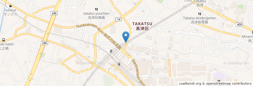 Mapa de ubicacion de 伝説のすた丼屋 en Japón, Prefectura De Kanagawa, Kawasaki, 高津区.