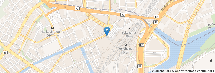 Mapa de ubicacion de 横浜駅西口公衆トイレ19 en Japan, 神奈川県, Yokohama, 西区, 神奈川区.
