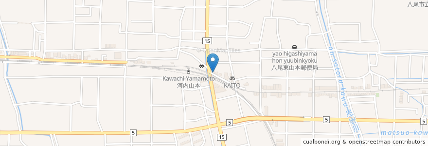 Mapa de ubicacion de 餃子の王将 en Japão, 大阪府, 八尾市.