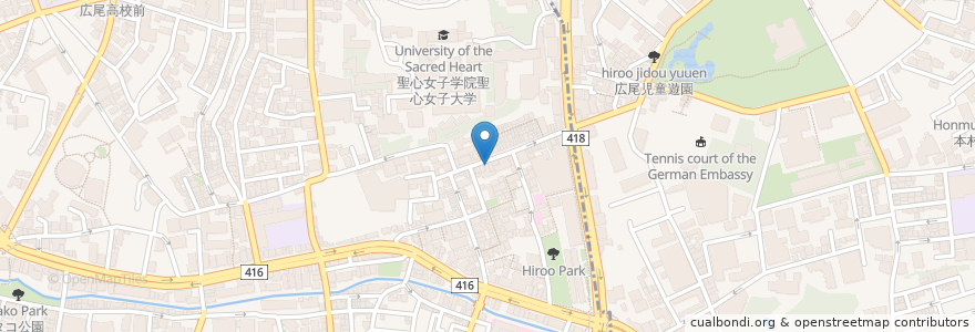 Mapa de ubicacion de どらっぐぱぱす en Japón, Tokio, Minato, 広尾.