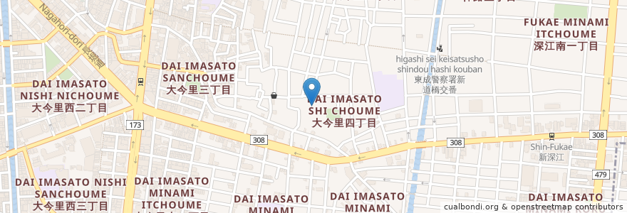 Mapa de ubicacion de 妙法寺 en Japonya, 大阪府, 大阪市, 東成区.