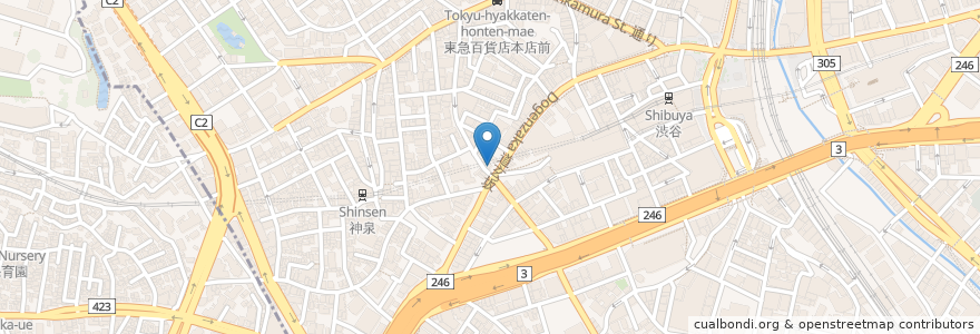 Mapa de ubicacion de ガスト渋谷道玄坂店 en Japan, Tokyo, Shibuya.