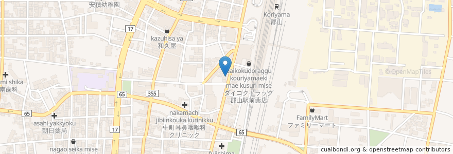 Mapa de ubicacion de 駅前酒場 en Japão, 福島県, 郡山市.