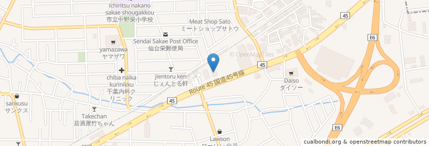Mapa de ubicacion de かっぱ寿司 en Япония, Мияги, 仙台市, 宮城野区.